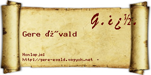 Gere Évald névjegykártya